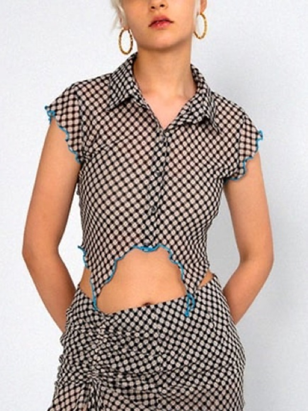 NWT Expired Girl Size Small Button Down Mesh Crop Top